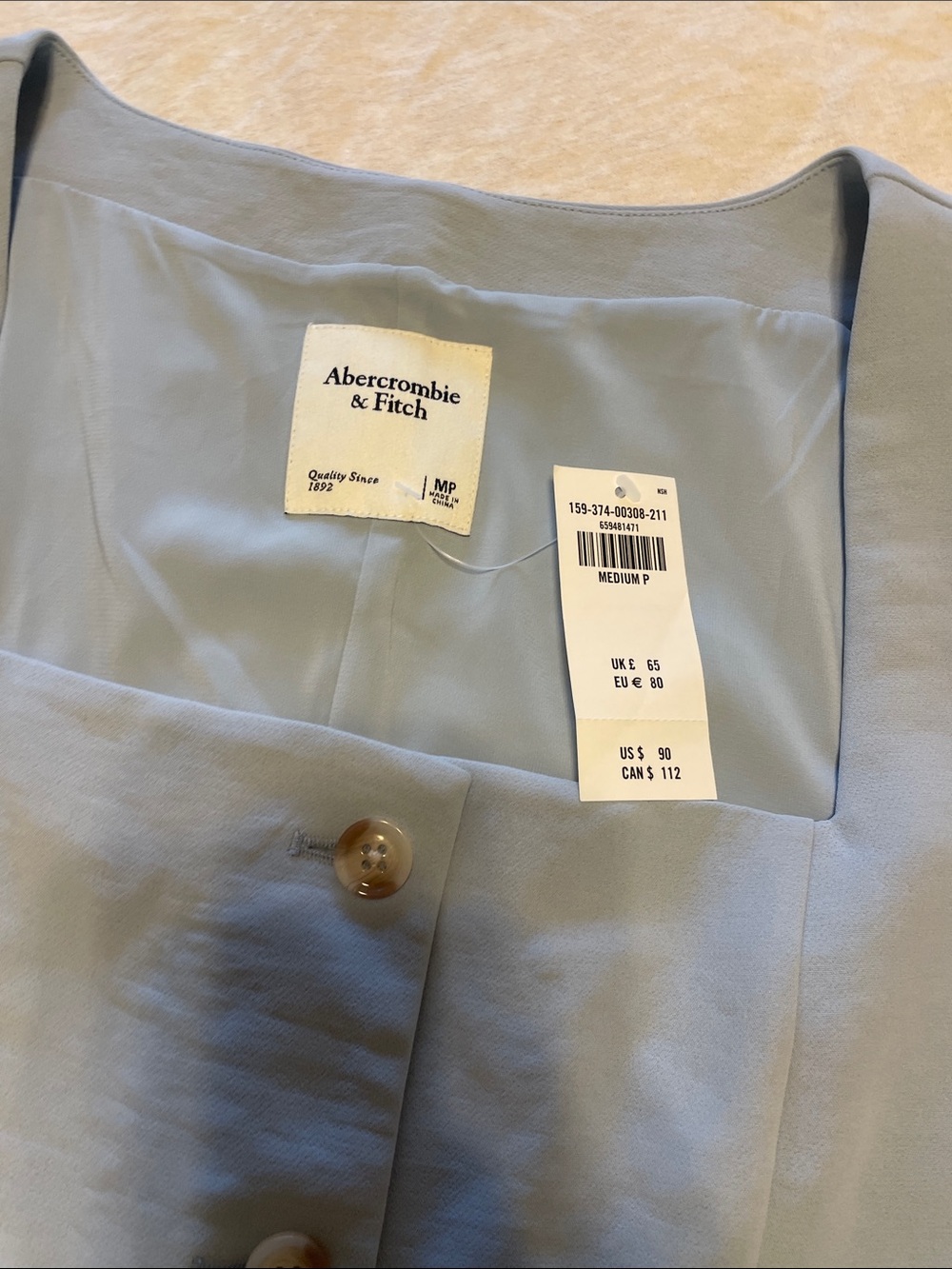 Abercrombie & Fitch Light Blue Button-Front Dress - Picture 2 of 3